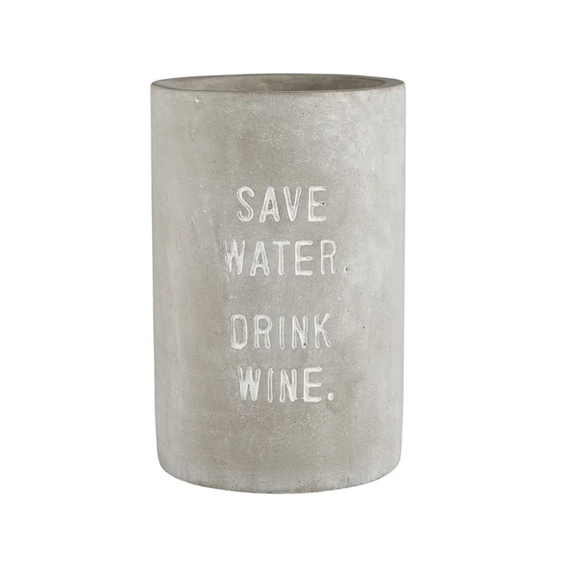 "Save Water Drink Wine" Cement Wine Chiller