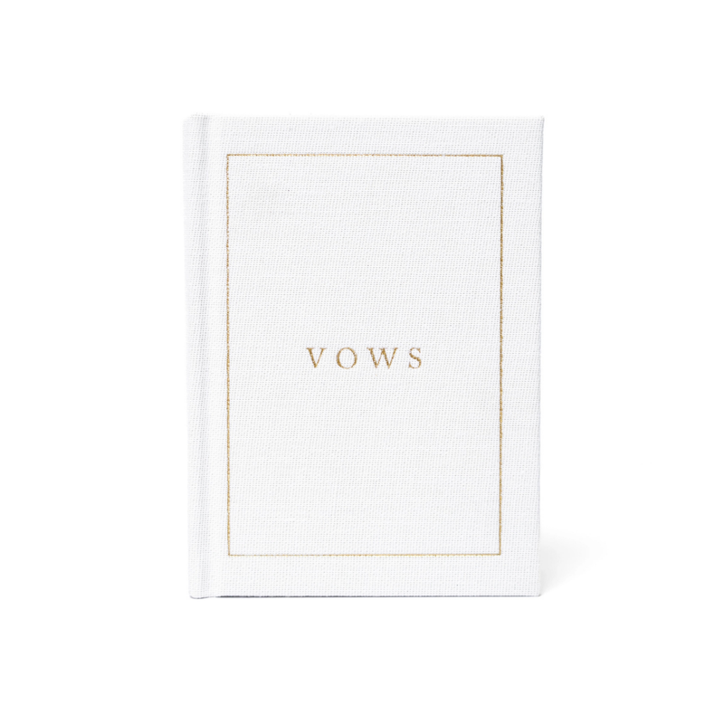 Gold Foil & Off-White Wedding Vow Keepsake Book