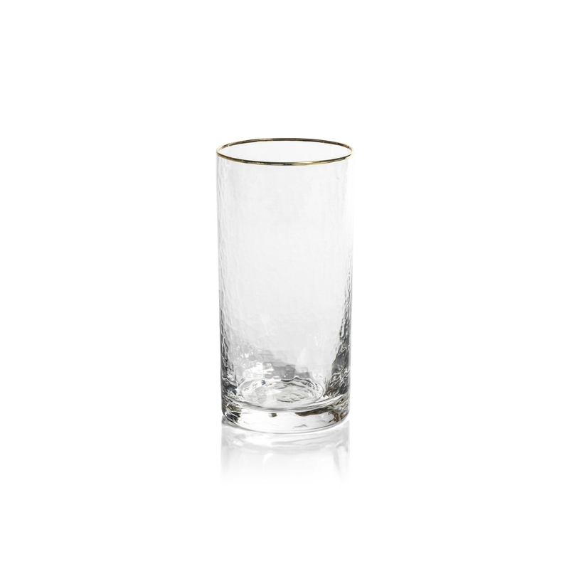 Gold Rim Hammered Highball Glass