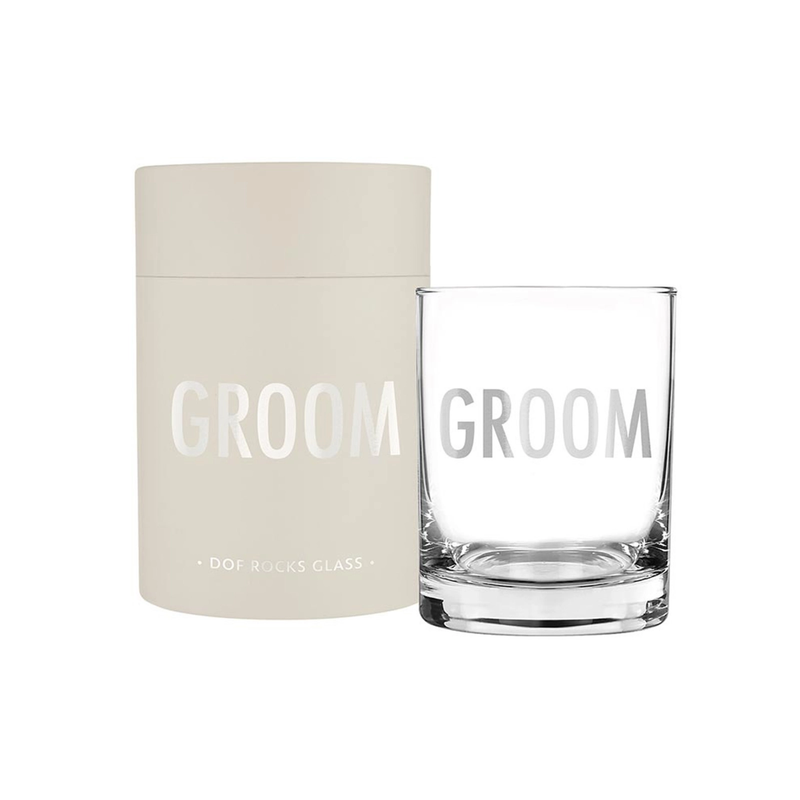 "Groom" Rocks Glass