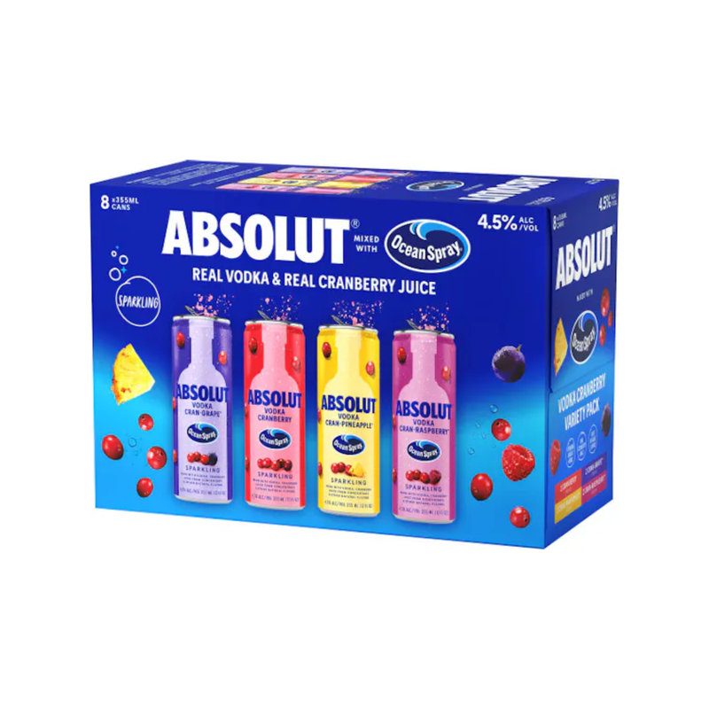 Absolut & Ocean Spray Sparkling Cocktail Variety Pack