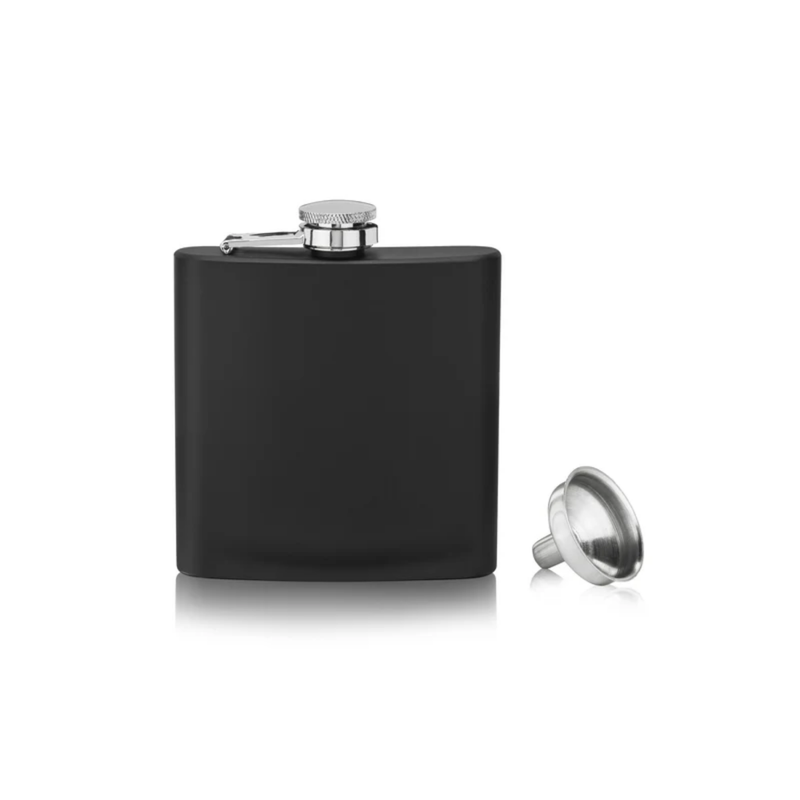 Matte Black Stainless Steel Flask w/ Funnel