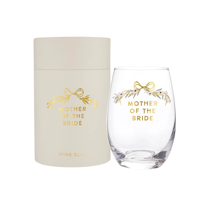 "Mother of the Bride" Stemless Wine Glass
