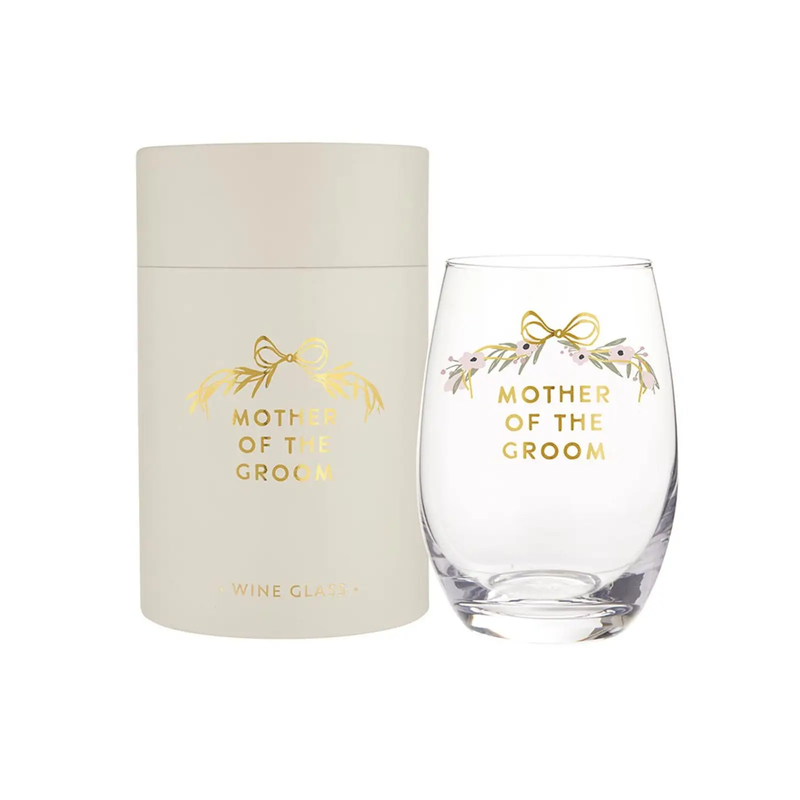 "Mother of the Groom" Stemless Wine Glass