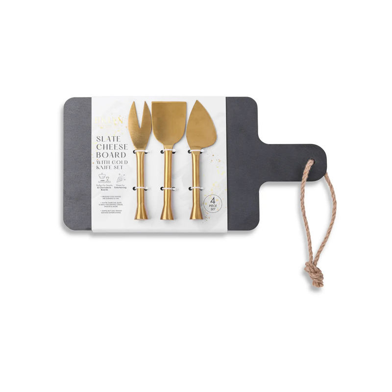 Slate & Gold Cheese Board Set