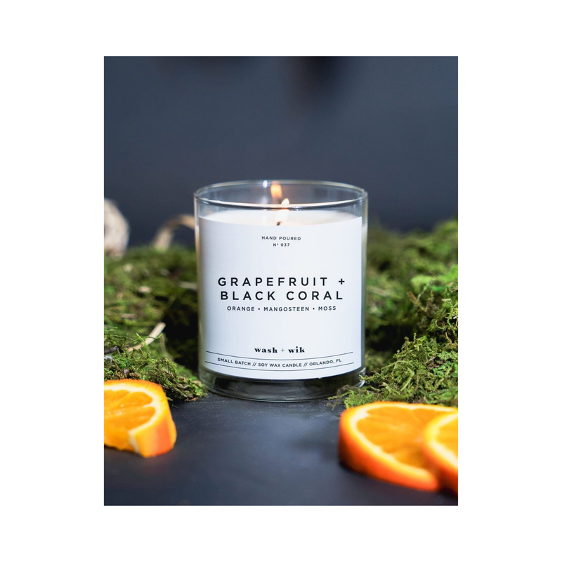 Wash & Wik Grapefruit & Black Coral Candle