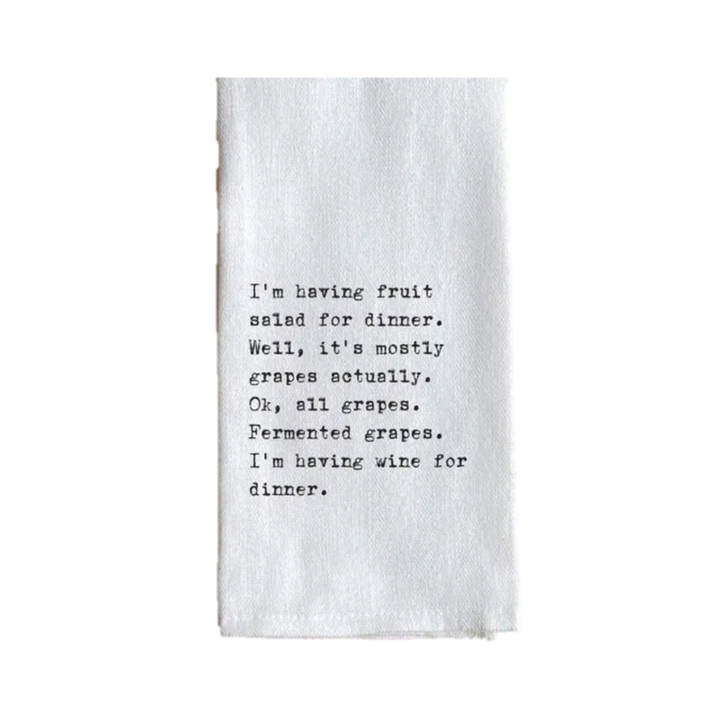 "Wine For Dinner" Tea Towel