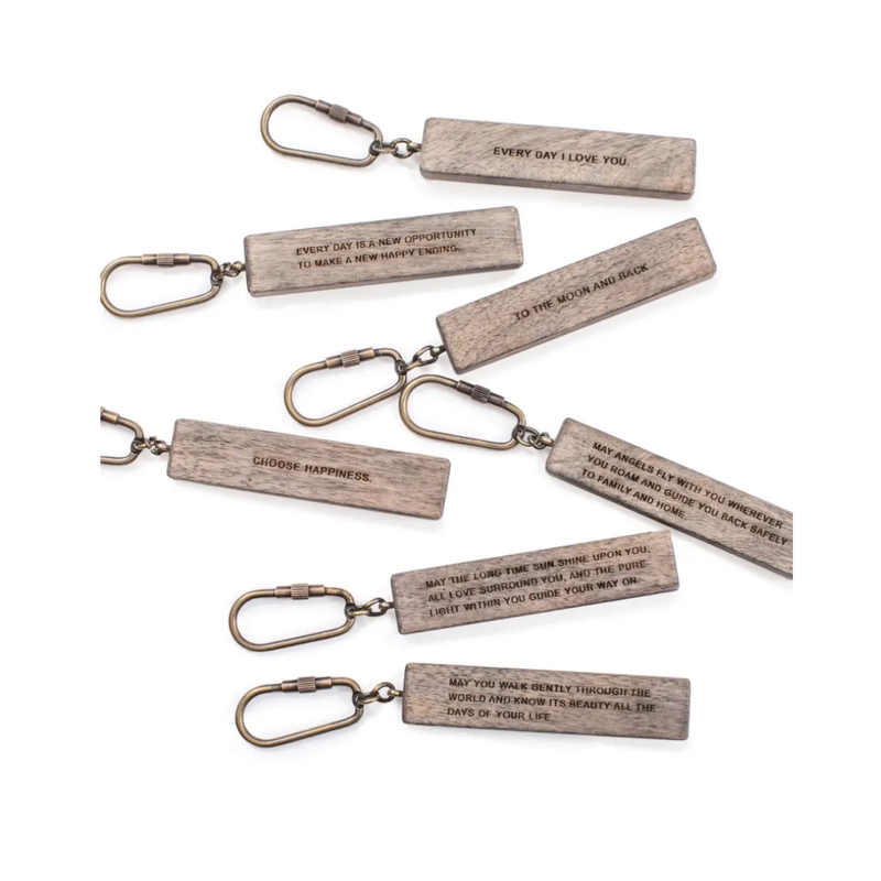 Assorted Wood Quote Key Chain