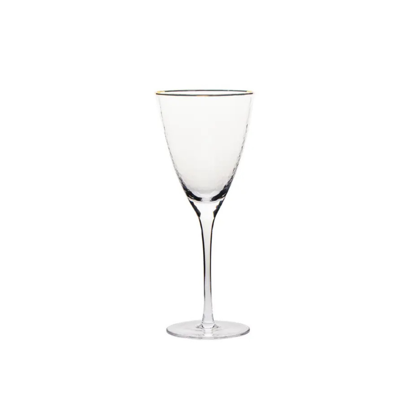 Gold Rim Hammered Wine Glass