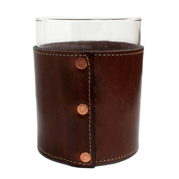 Genuine Leather Sleeve Rocks Glass
