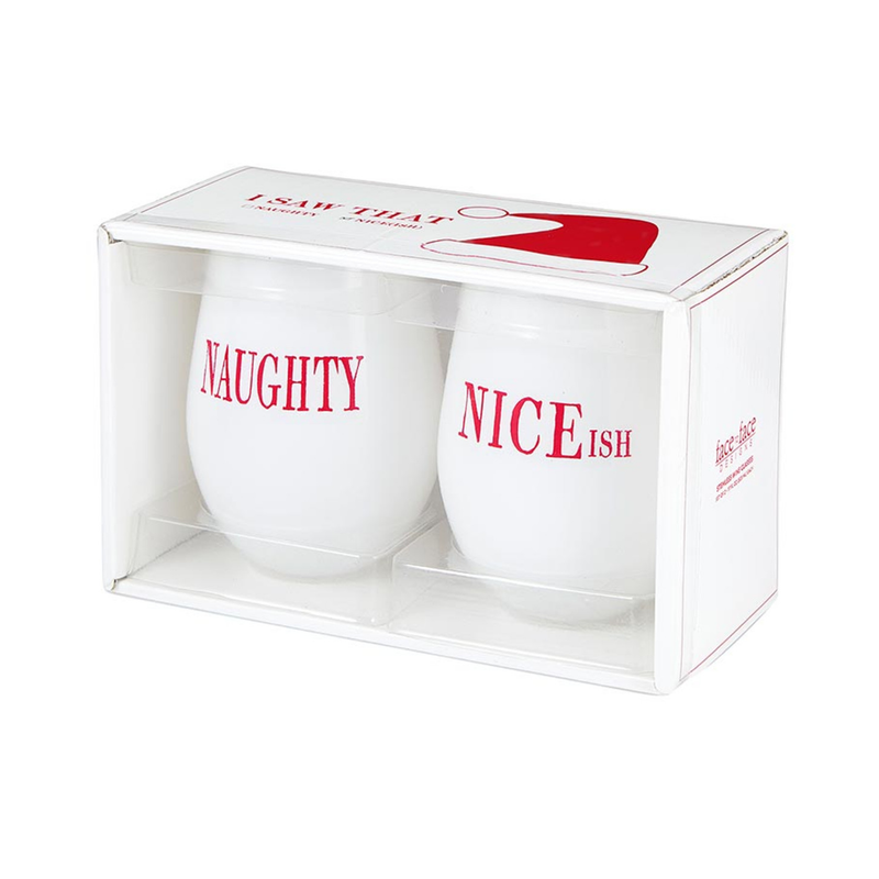 Face to Face Wine Glass - Naughty/Niceish (Set of 2)