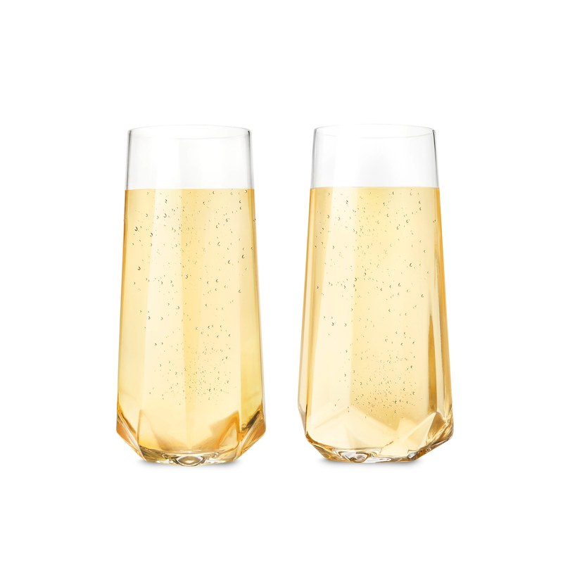 Faceted Crystal Stemless Champagne Flutes